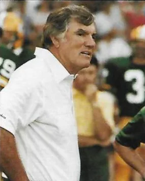 Forrest Gregg in a white shirt on the Packers sideline