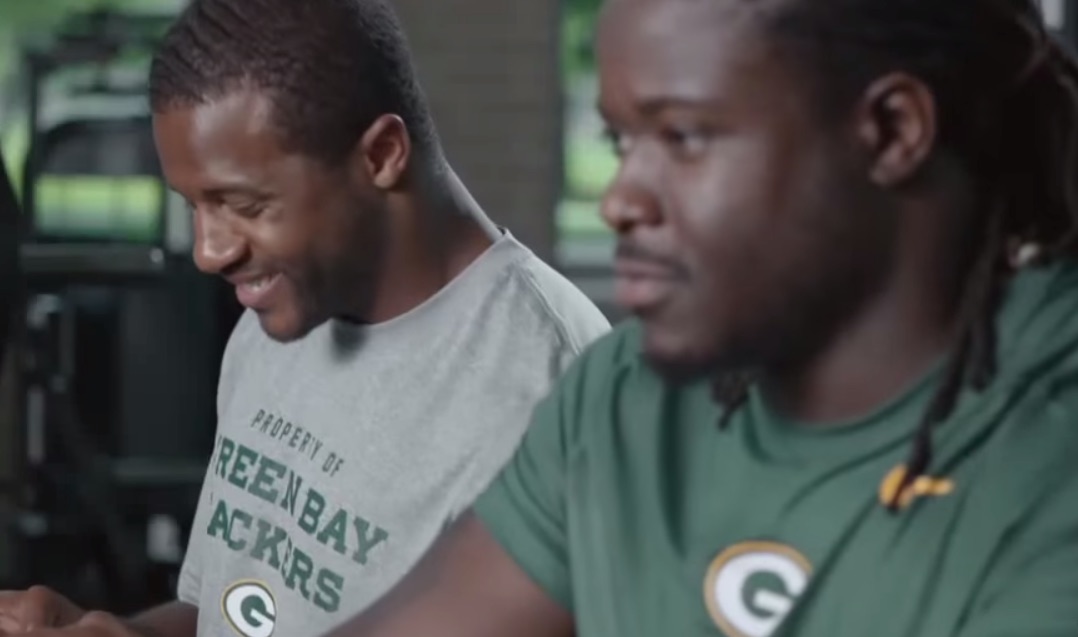 Randall Cobb and Eddy Lacy in an NFL Fantasy commercial